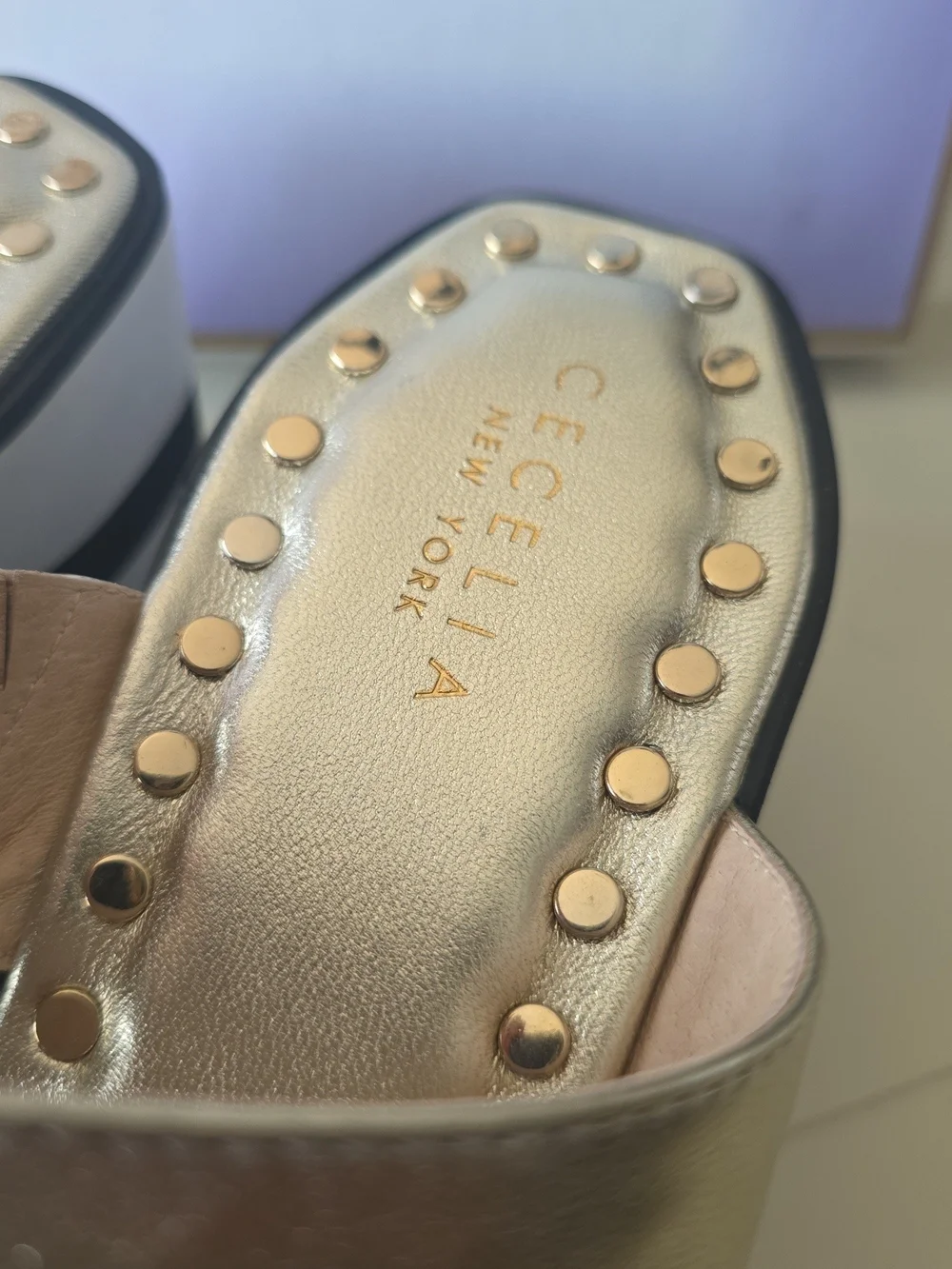 CECELIA NEW YORK Size 9 Metallic Gold Platform Slide Sandals
